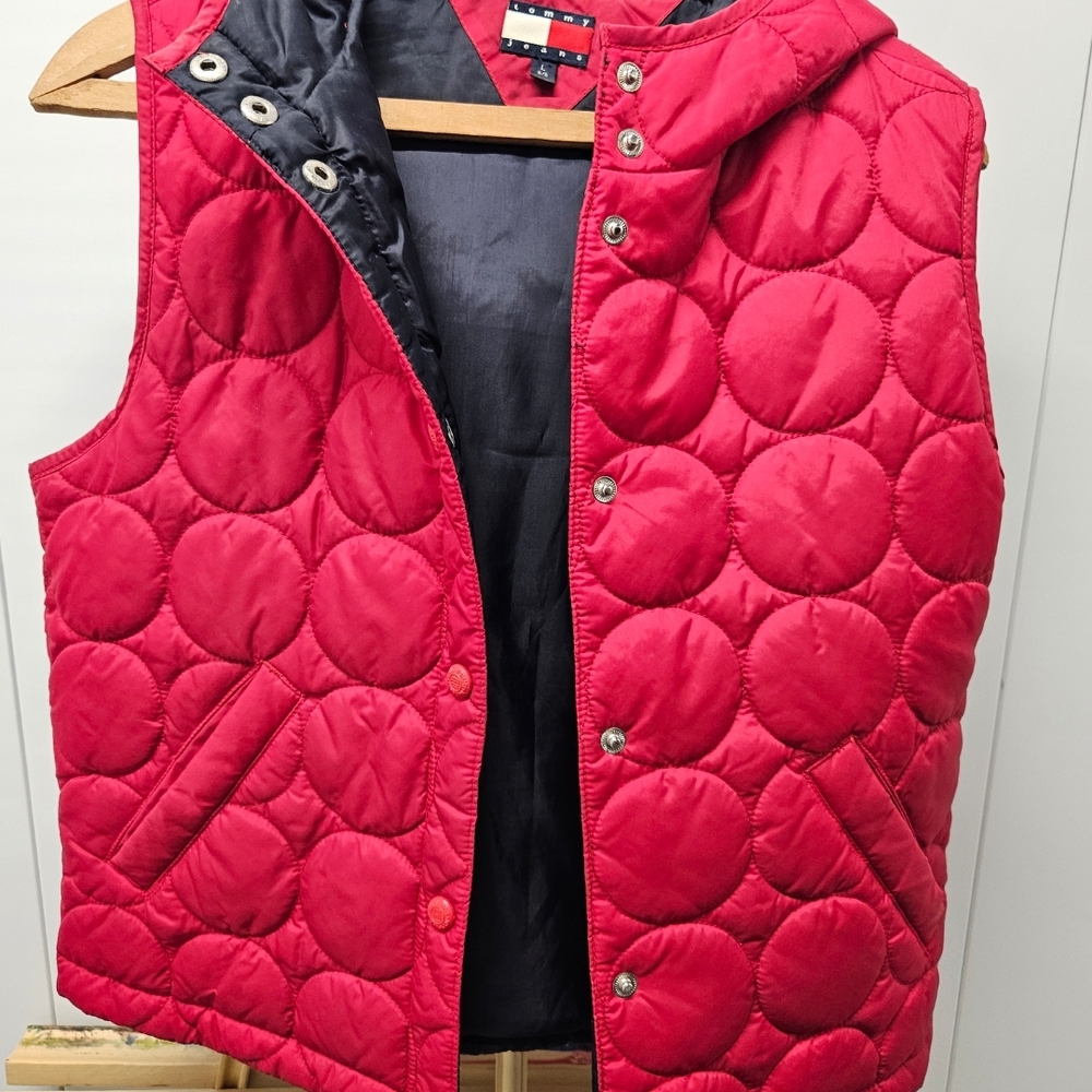 Tommy Hilfiger Red and Black Quilted Vest